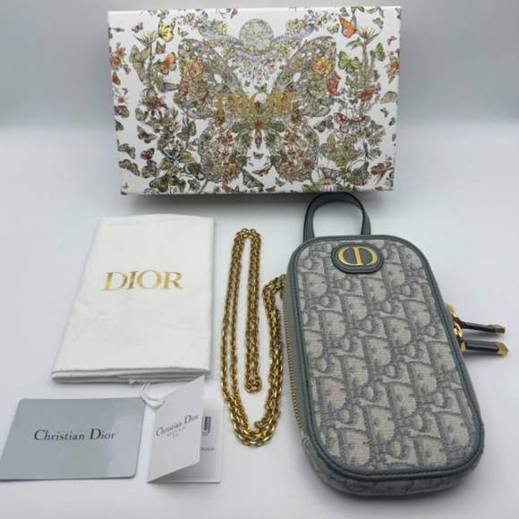 Christian Dior 30 Montaigne Call'in Phone Holder Oblique Jacquard Bucket Bag - Picture 2 of 15